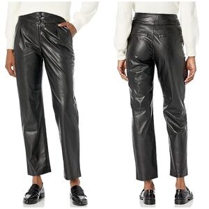 New Paige Jazz Black Vegan Faux Leather Pants High Rise Straight Leg Sz 12